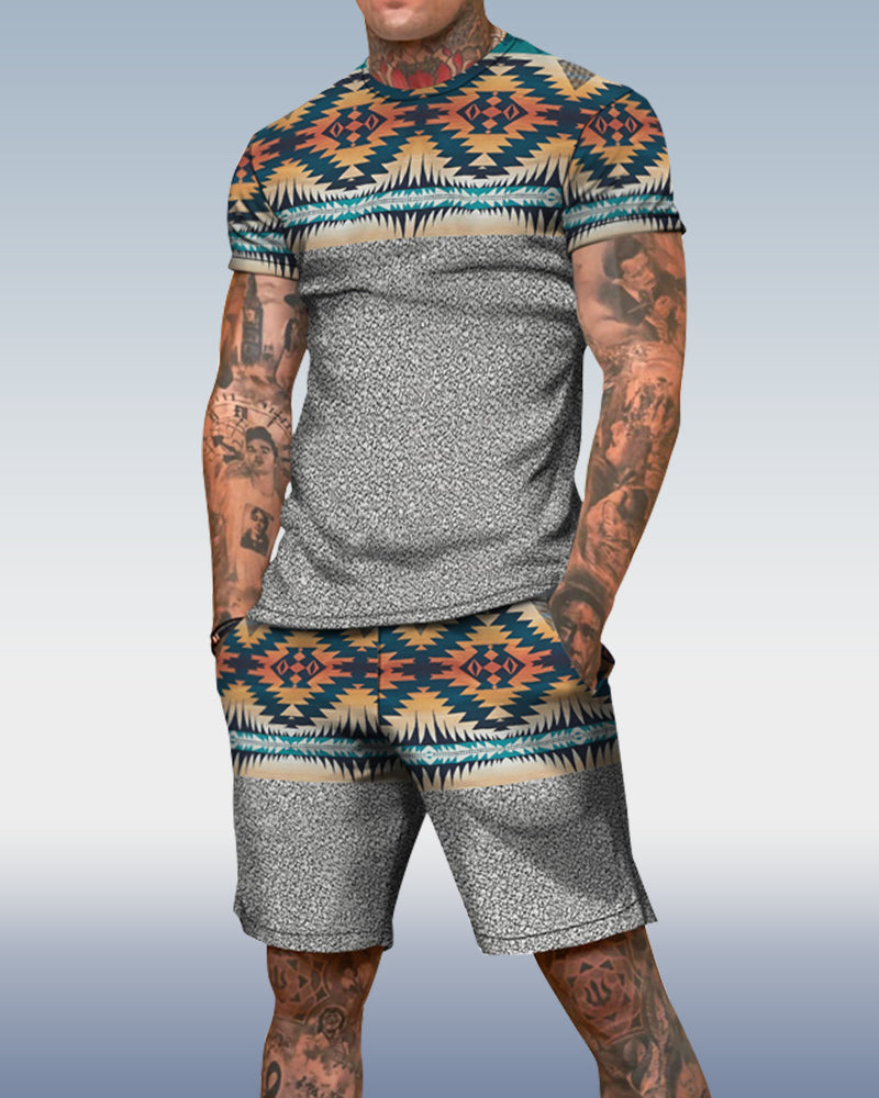Men's spring and summer graffiti print suit 051
