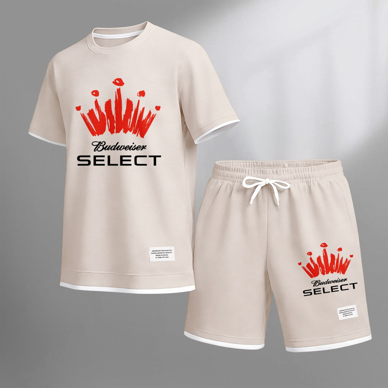 Men's Mexican Vacation Beer Print Waffle Fabric Short-Sleeved Shirt And Shorts Set