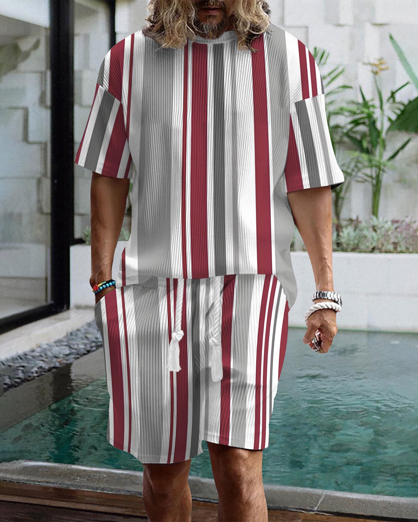 Men's casual gorgeous textured printed shorts set 552