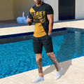 Suitmens Men's Printed Round Neck Short Sleeve Suit 18