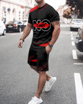 Men's casual printed short-sleeved two-piece suit