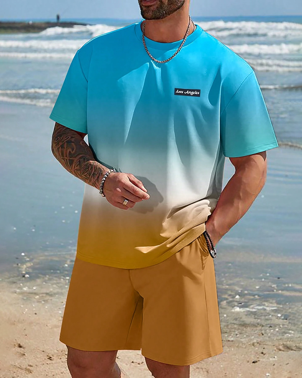 Men's color matching casual shorts Set 405