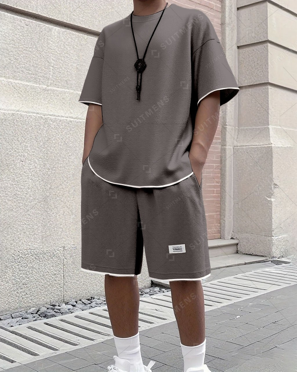 Men's Casual Waffle Shorts Set 6 Colors
