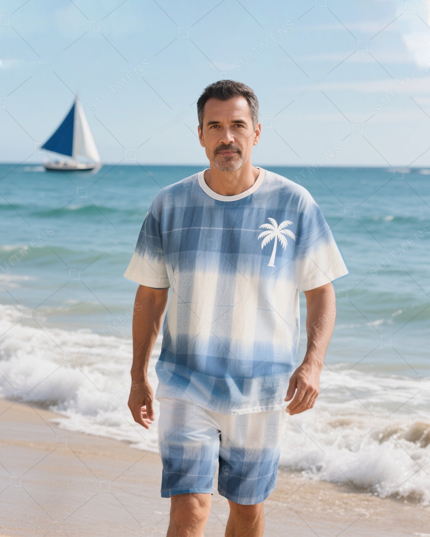 Men's Summer Vacation Round Neck Set 021