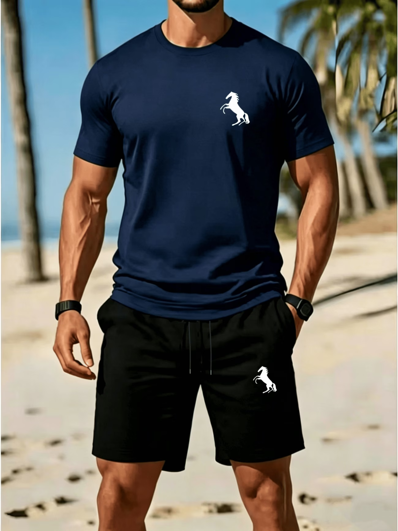 Herren Freizeit-Set mit T-Shirt und Shorts für Sommer