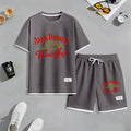 Men's Beer And Beverage Printed Drawstring Shorts Set, Suitable For Spring And Summer Wear, Casual Summer Set, Including Short-Sleeved Shirt And Shorts, Suitable For Everyday Wear And Sports 08
