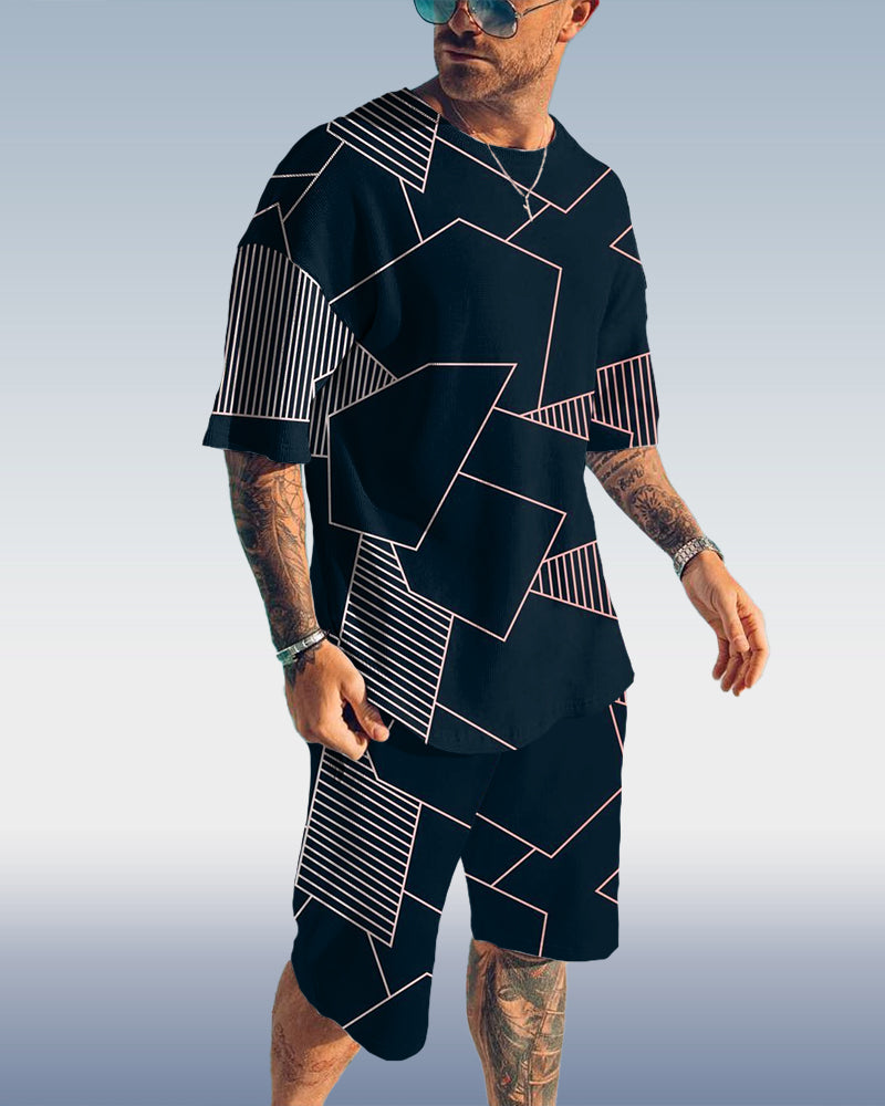 Suitmens Men's Casual Gradient Print Set 052