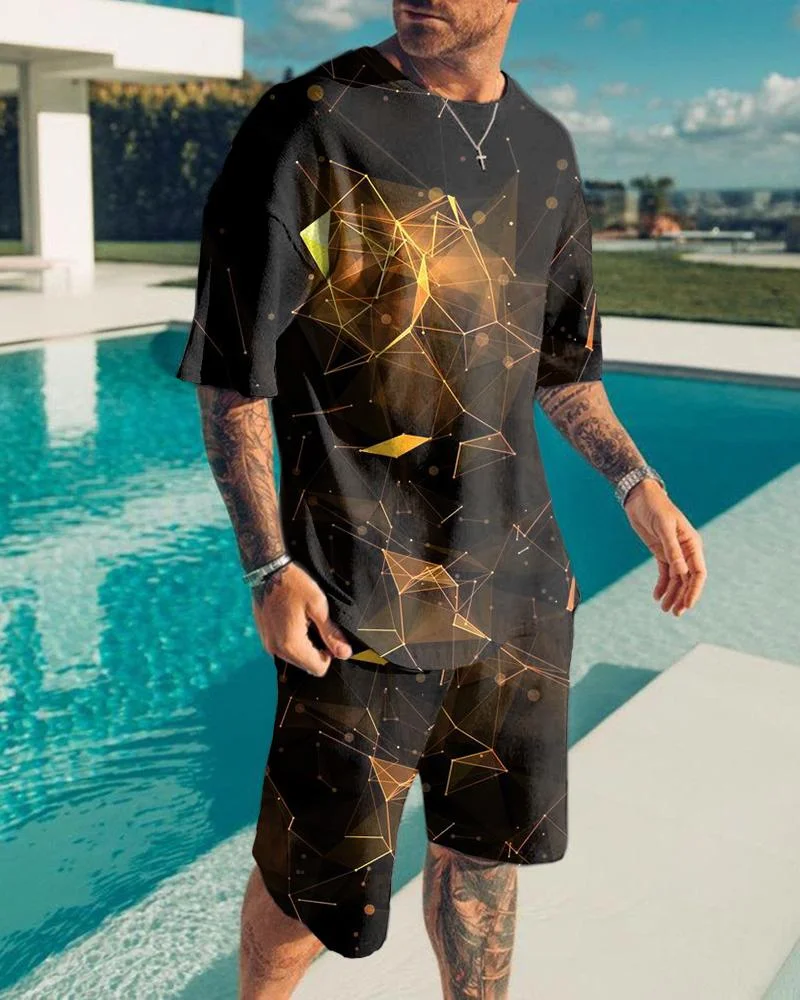 Suitmens Men's Gradient Print Shorts Set 104