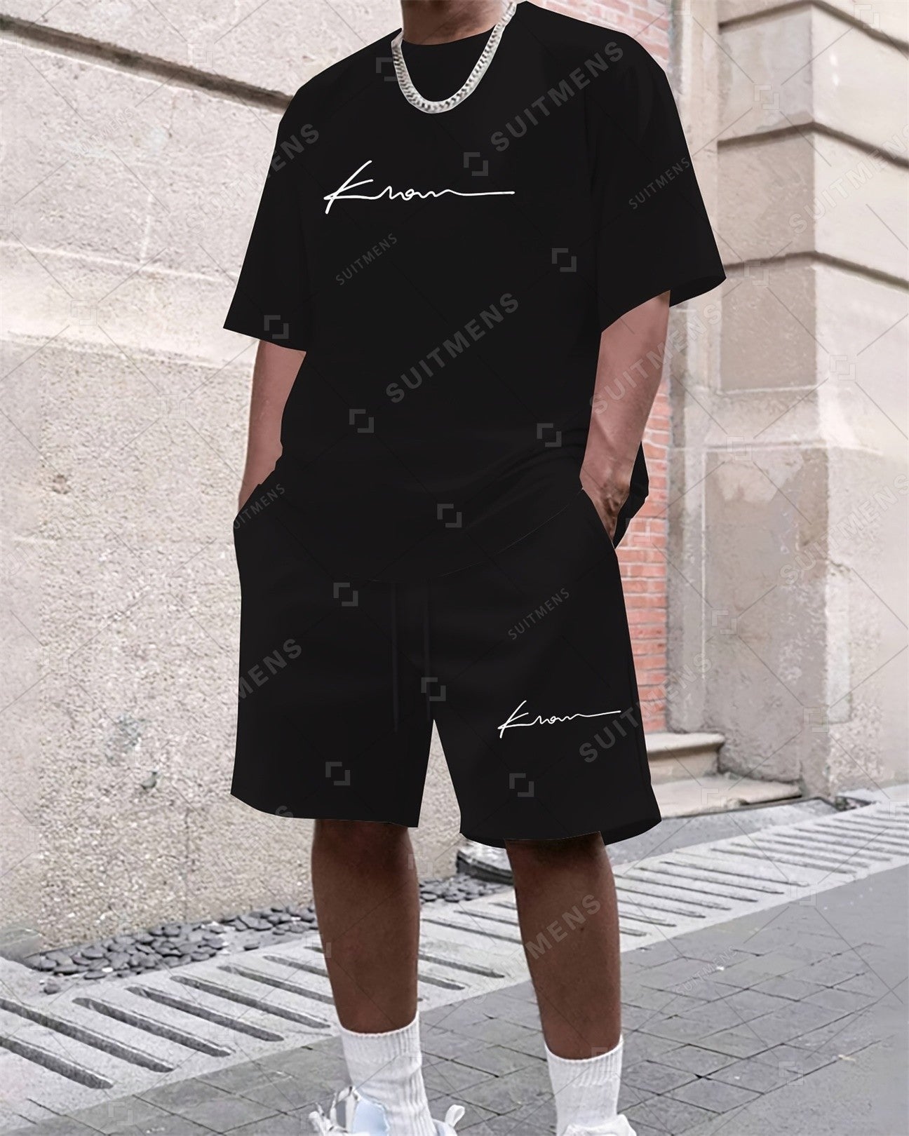 Men's Summer Simple Printed Round Neck Set 257
