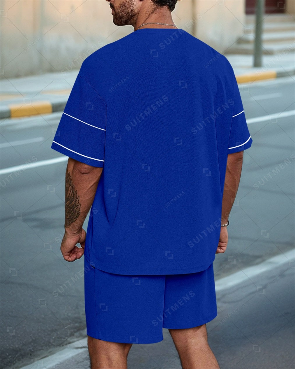 Men's Striped Casual Summer Round Neck Set 0120