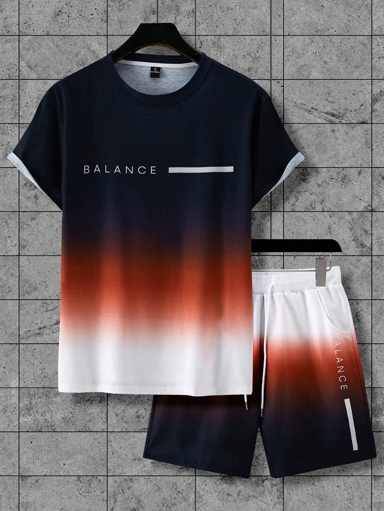 Men's Color Matching Casual Shorts Set 415