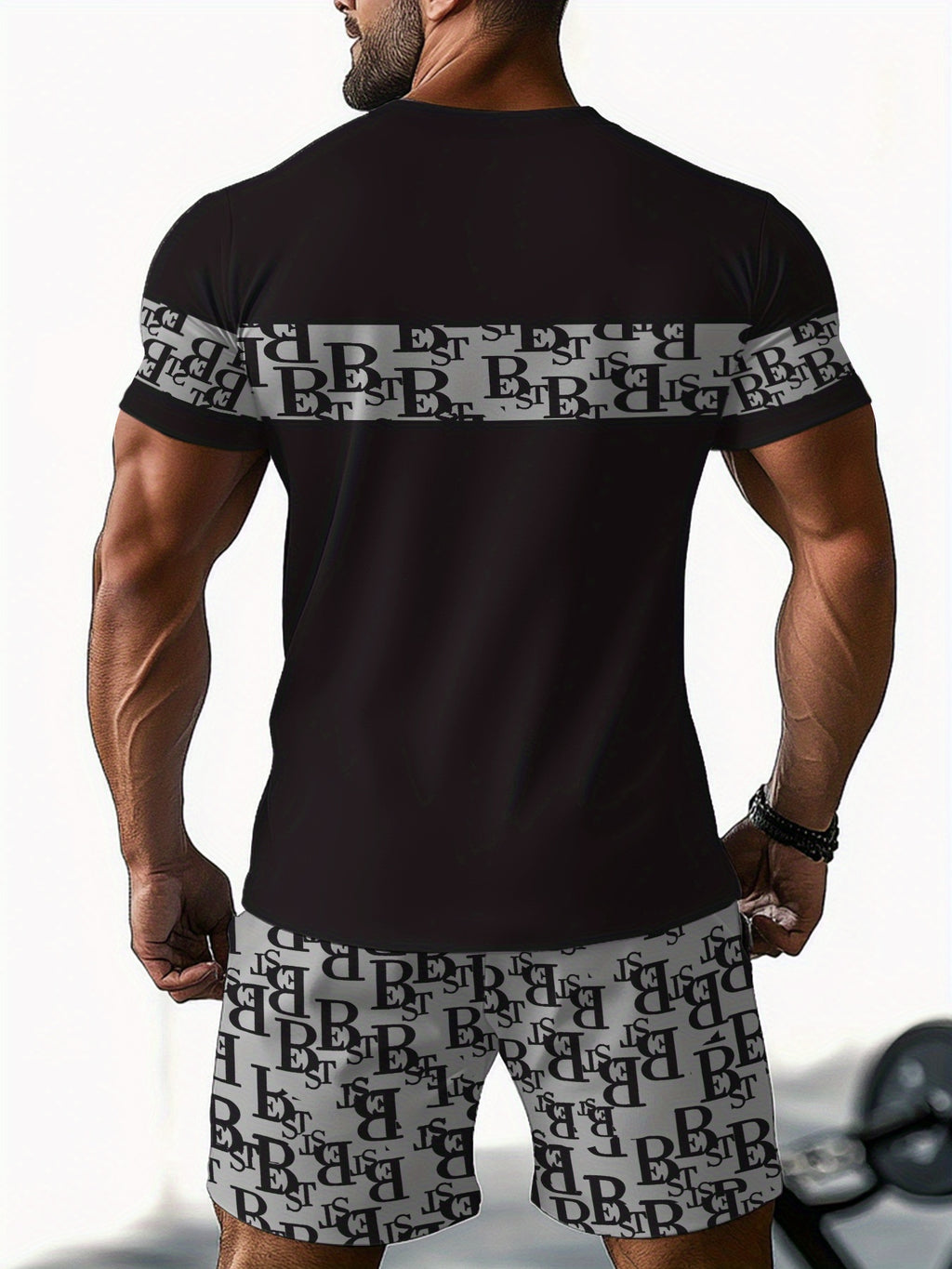 Men's Colorblock Summer Round Neck Set 123