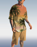 Suitmens Men's Coco Print Shorts Set Apricot 033