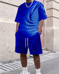 Men's Summer Gradient Printed Round Neck Set 294