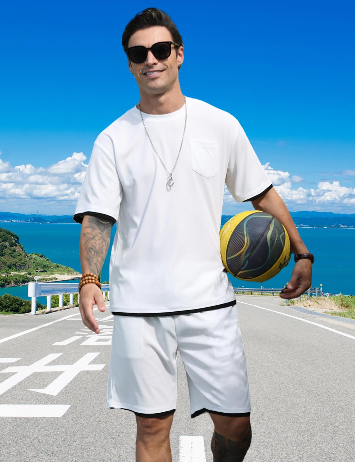 Men's Simple Matching Summer Round Neck Set 194