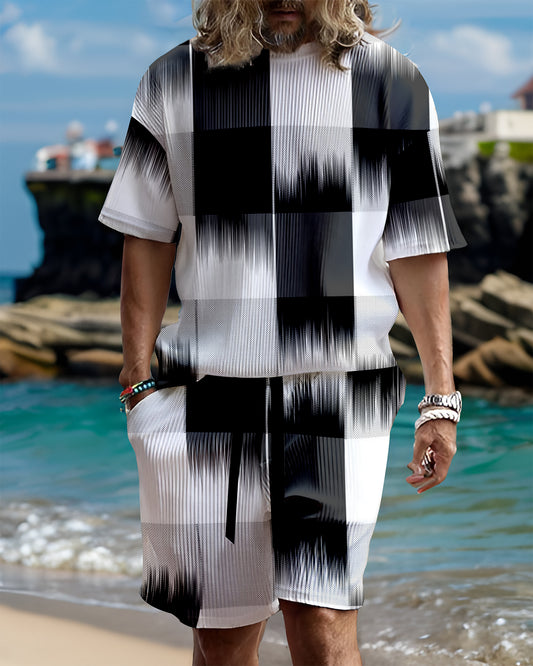 Men's casual gorgeous textured printed shorts set 543