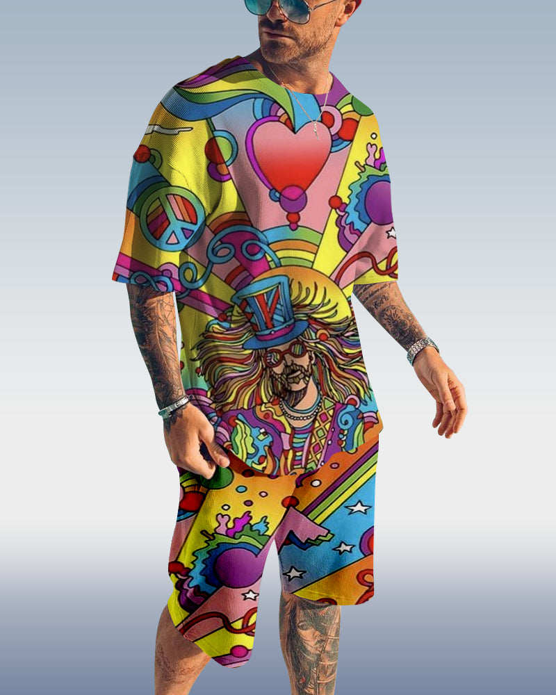 Men's Hippie Printed Shorts Set 436