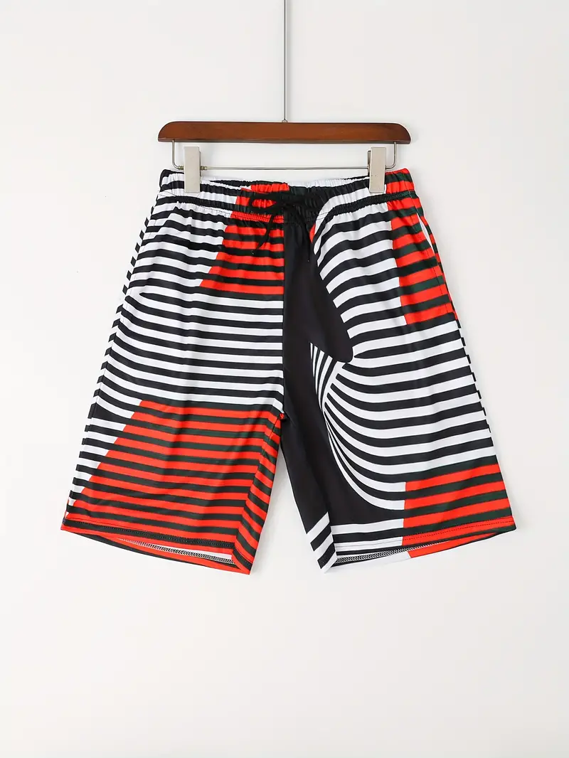 Men's casual vacation color block printed shorts Set 571