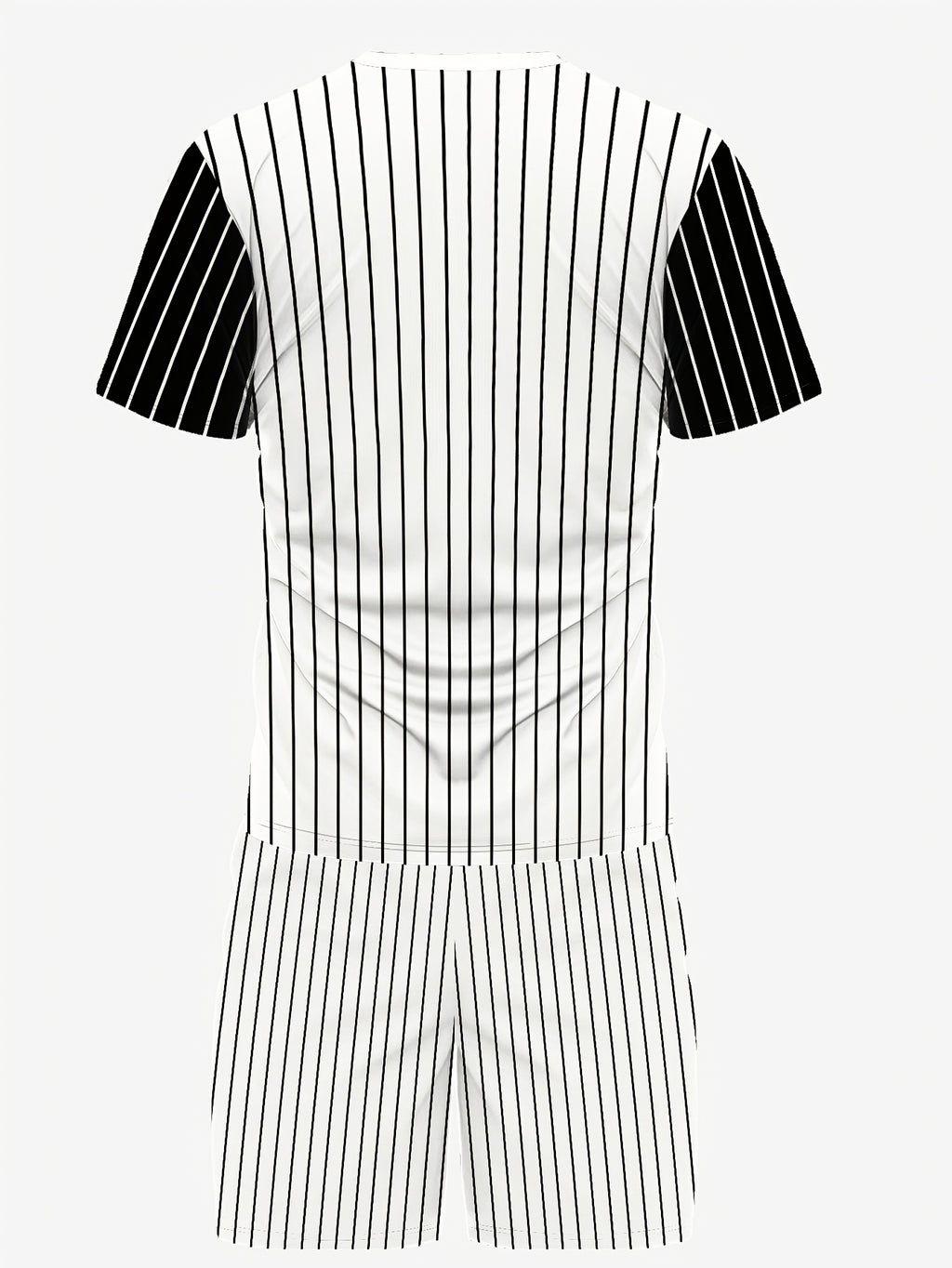 Men's Vertical Stripes Summer Round Neck Set 113