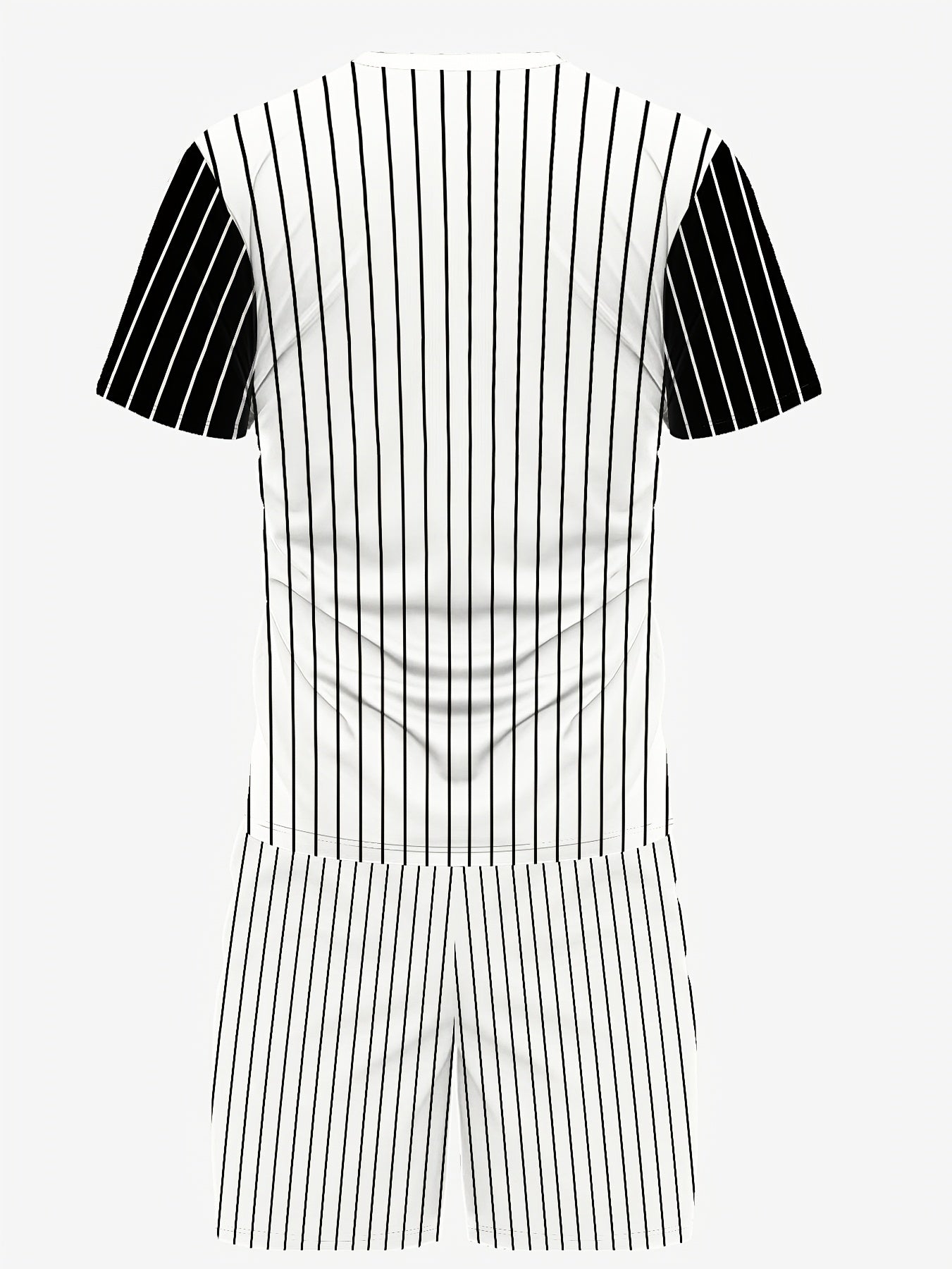 Men's Vertical Stripes Summer Round Neck Set 113