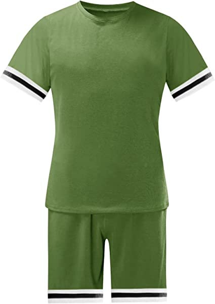 Men's simple casual short sleeve two piece suit