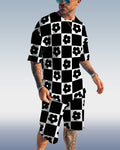 Suitmens Men's Plaid Floral Print Suit 055