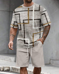 Men's Summer Leopard Print Round Neck Set 496