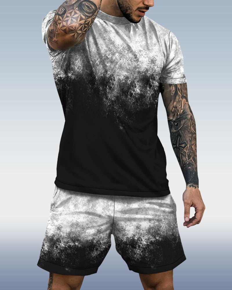 Men's Spring Summer Gradient Printed Suit 017