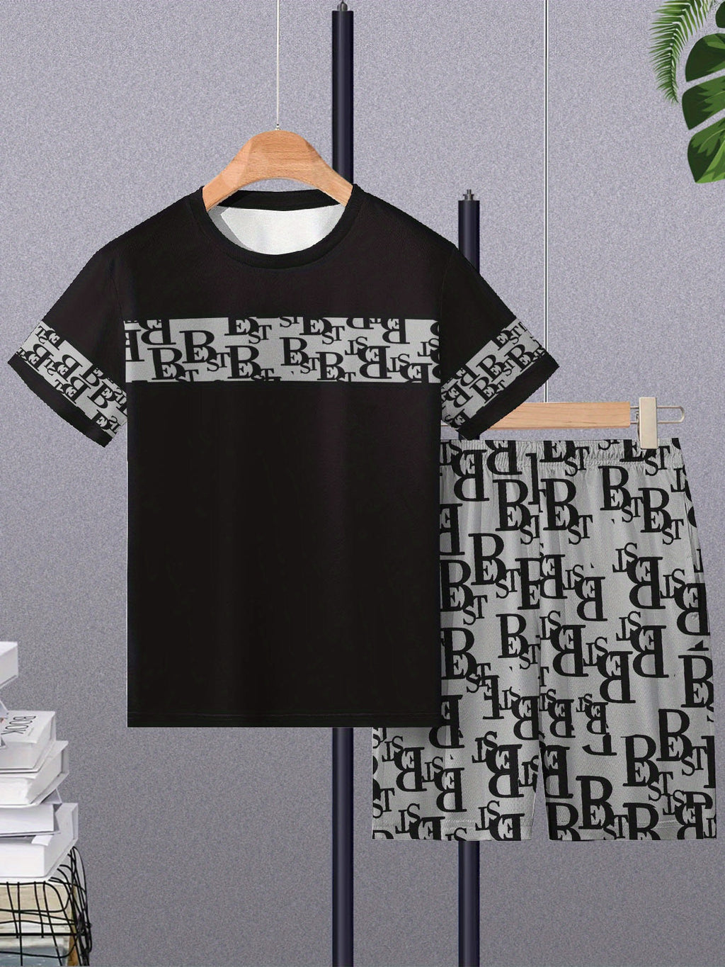 Men's Colorblock Summer Round Neck Set 123