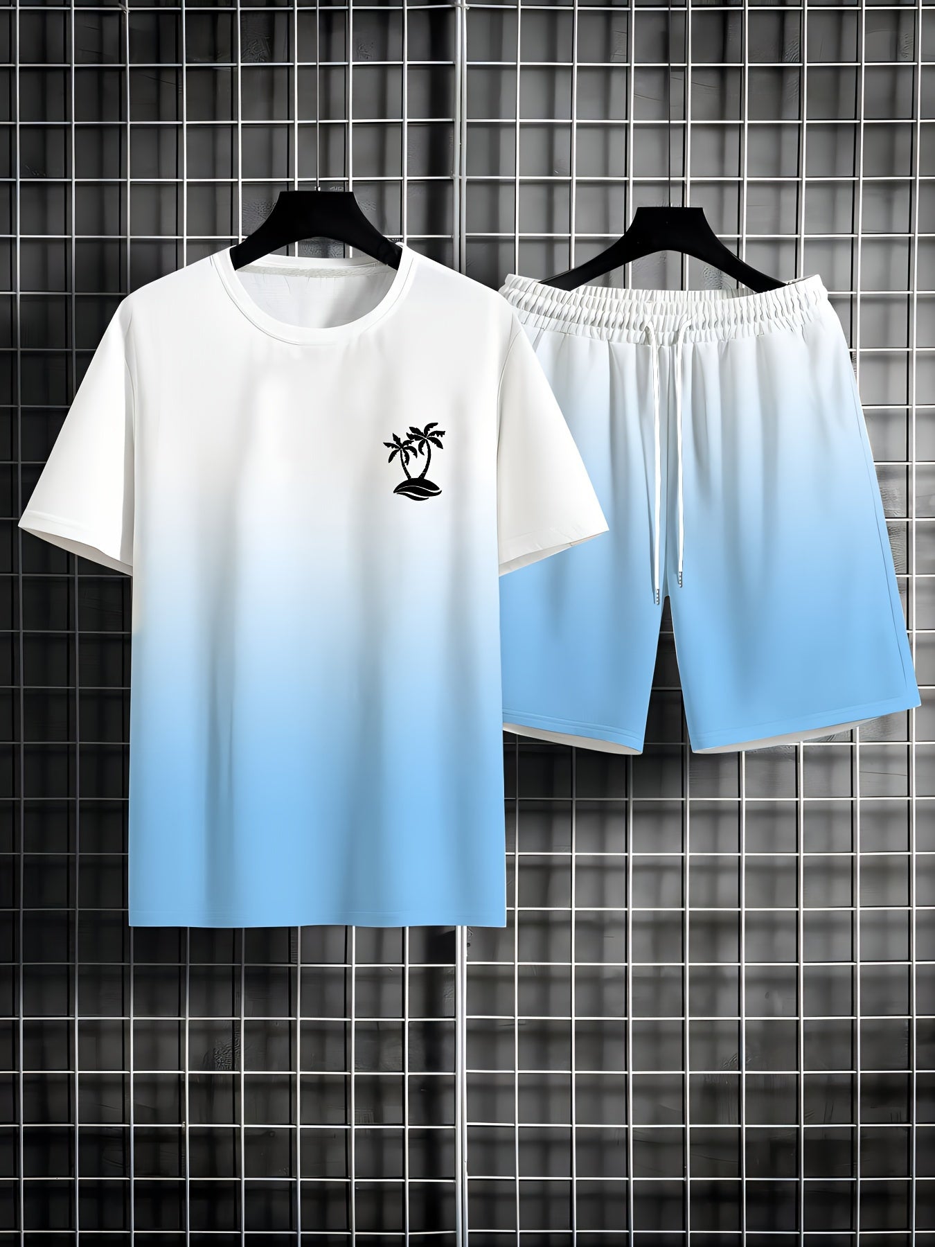 Men's Summer Vacation Round Neck Set 198