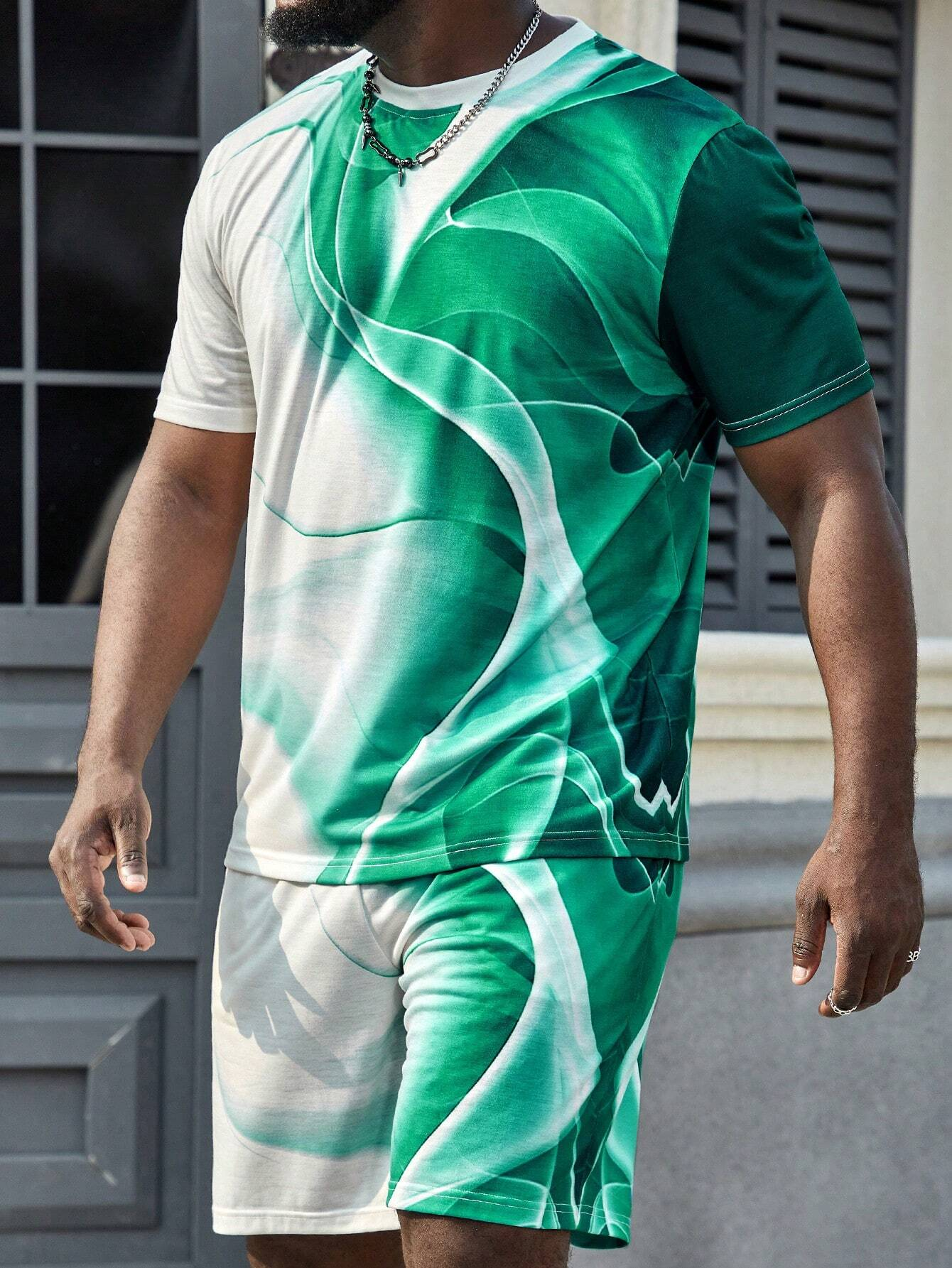 Men's color matching casual shorts Set 404