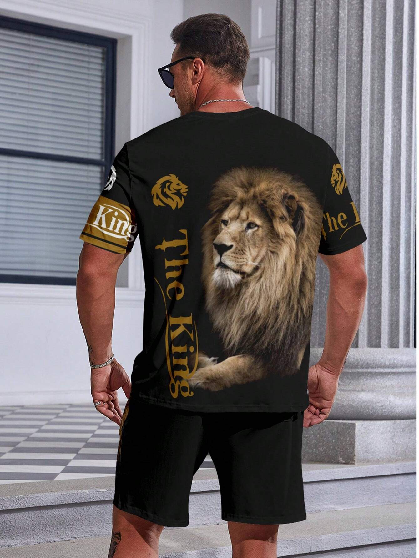 Men's Classic Lion Casual Print Shorts Set 497