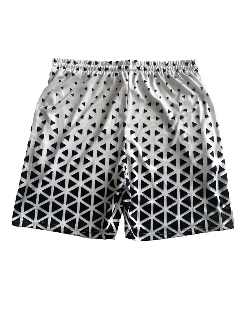 Men's Casual Color Block Music Print Shorts Set 557