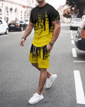 Suitmens Men's Yellow Tie Dye Shorts Suit