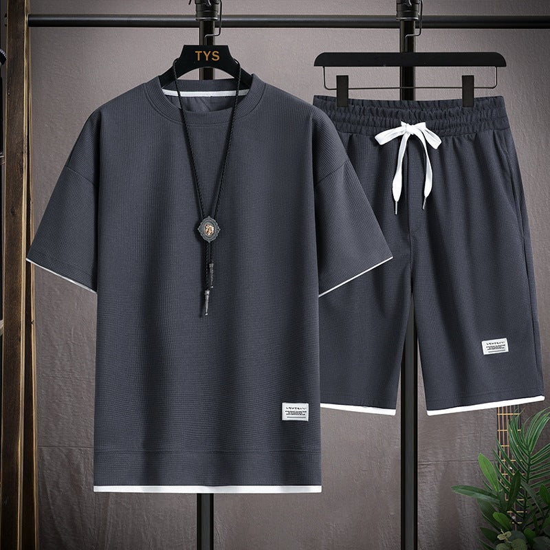Men's Casual Waffle Shorts Set 6 Colors