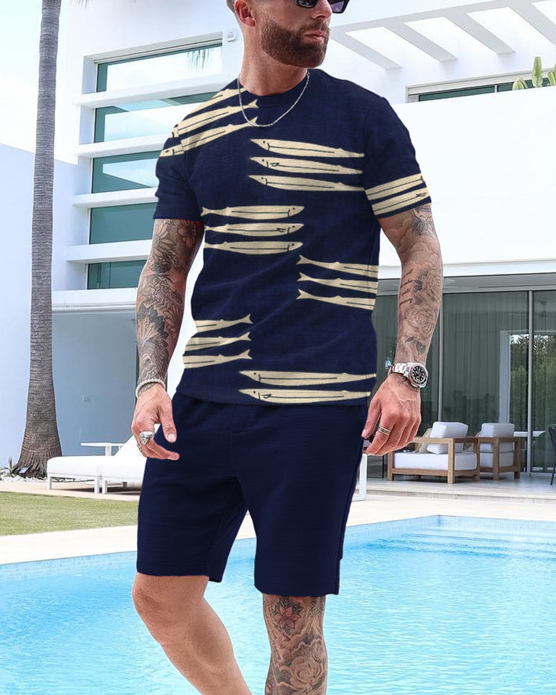 Men's Casual Printed Shorts Set 52