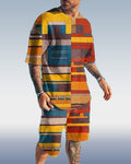 Suitmens Men's Colorblock Print Shorts Set 358