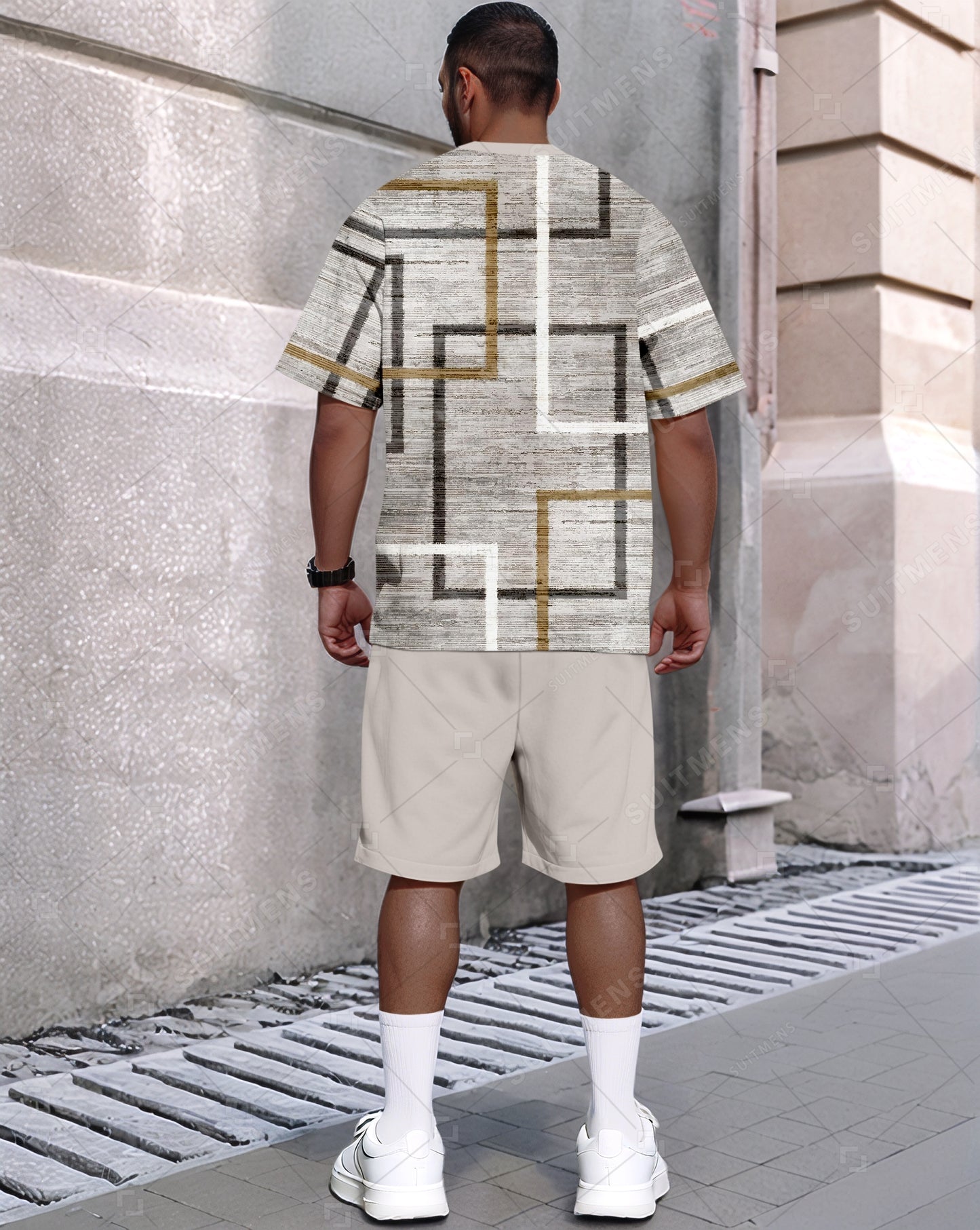 Men's Summer Leopard Print Round Neck Set 496