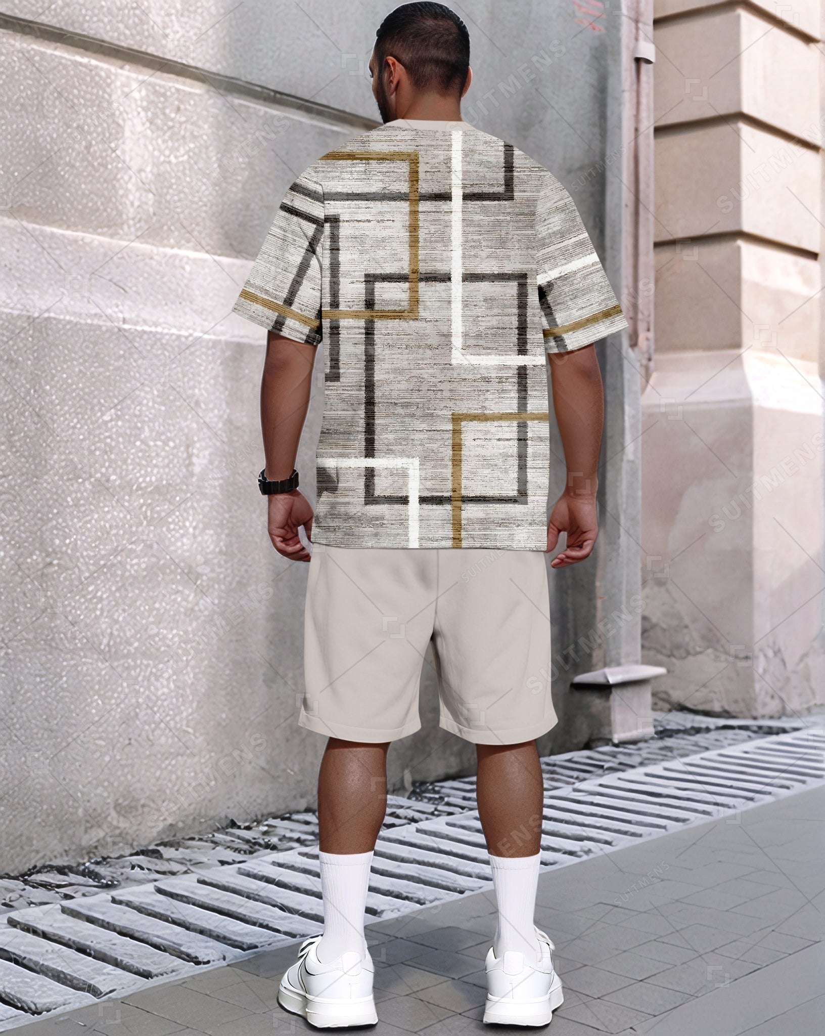 Men's Summer Leopard Print Round Neck Set 496