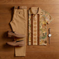 Men's Casual Brown Animals Printed Polo Shirt And Pants Two-Piece Set
