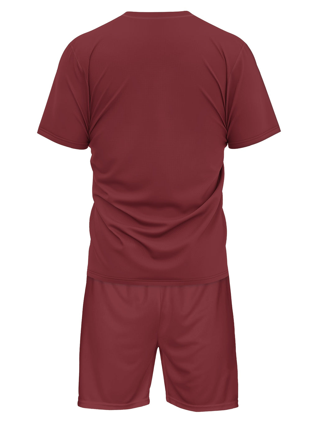 Men's Burgundy Simple Summer Round Neck Set 143