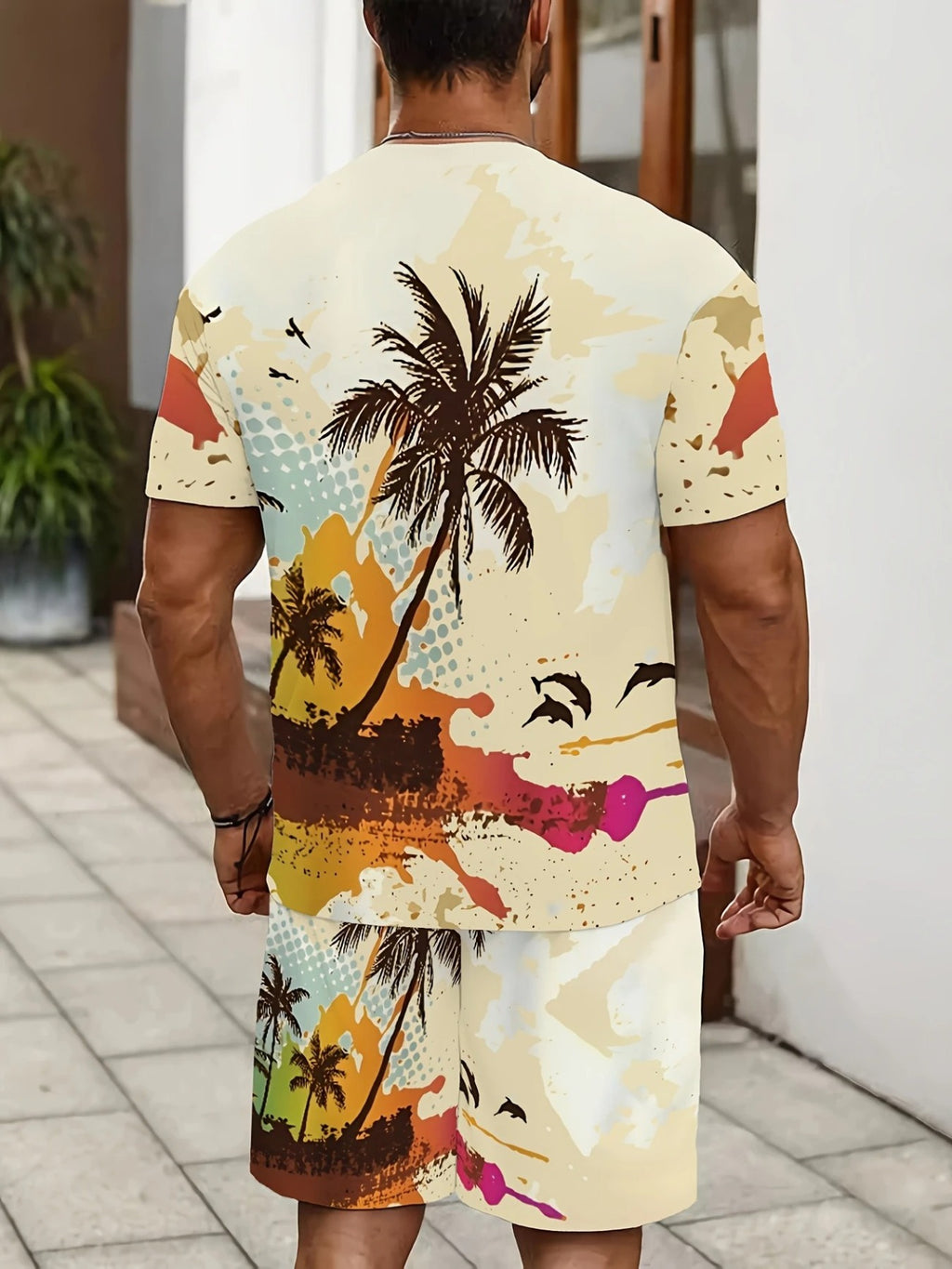 Men's Summer Vacation Round Neck Set 197
