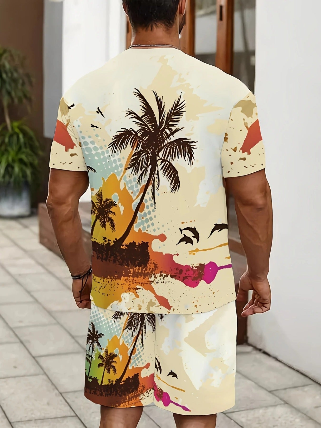 Men's Summer Vacation Round Neck Set 197