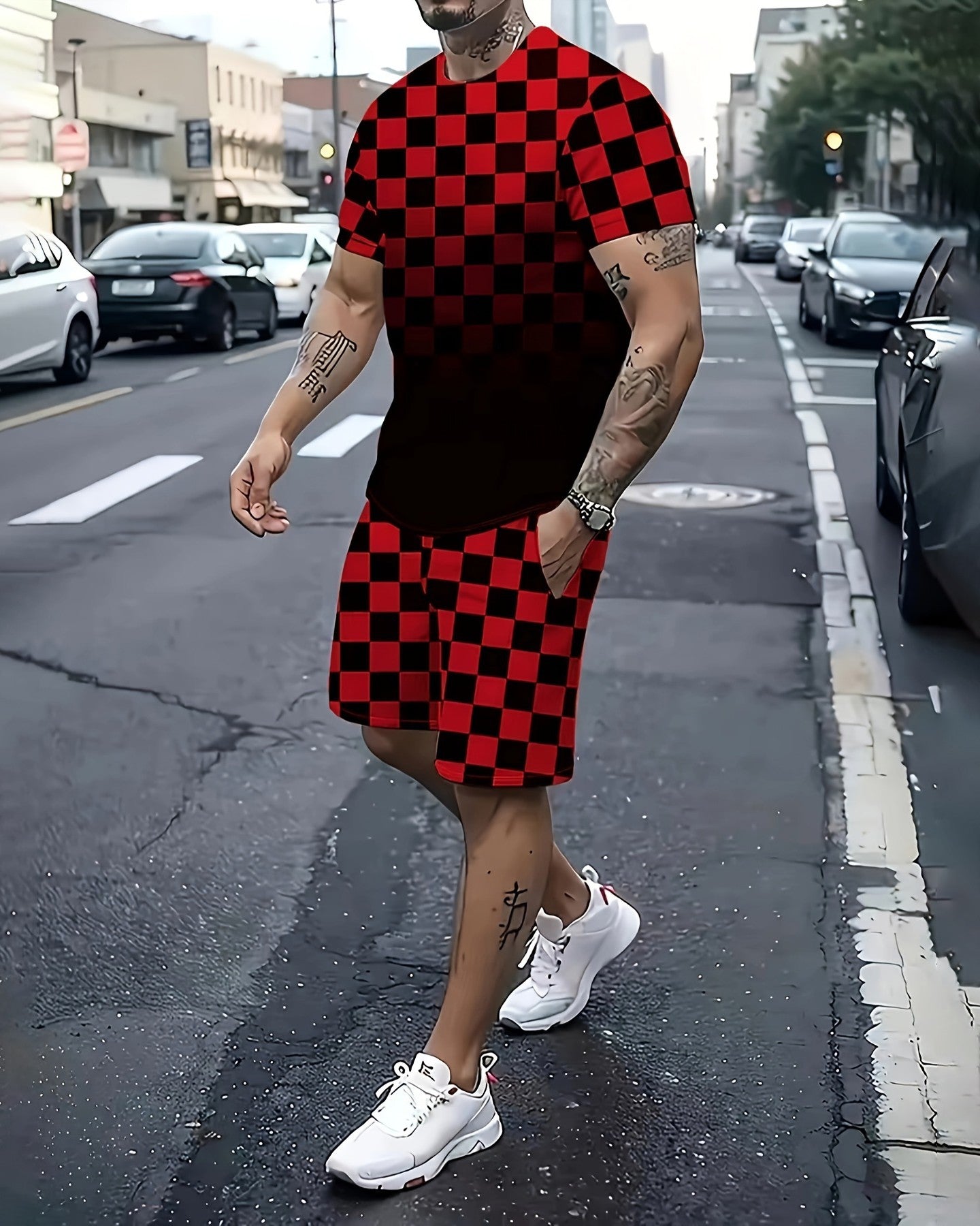 Men's Summer Vacation Round Neck Set 215