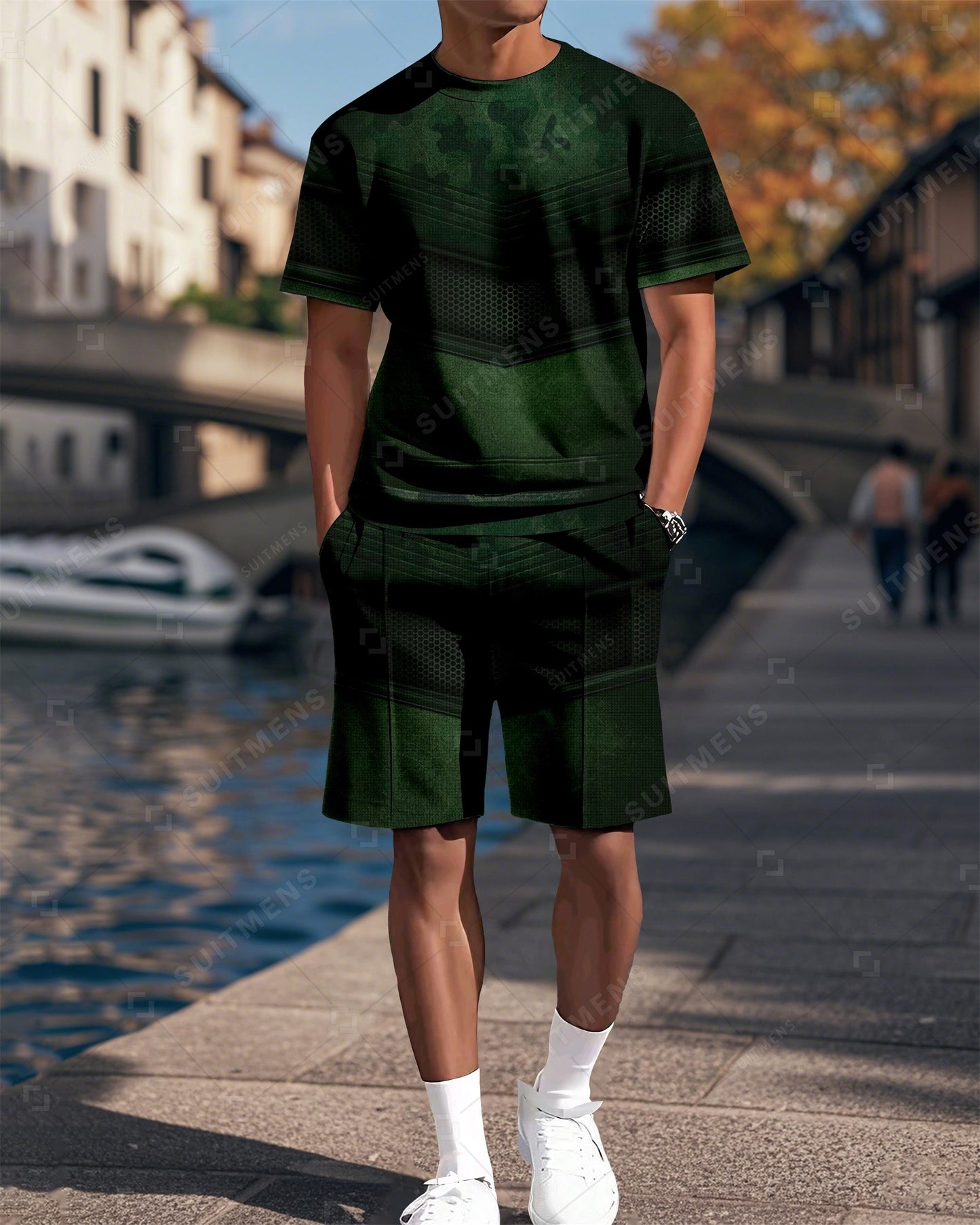 Men's Camouflage Printed Casual Summer Round Neck Set 2018