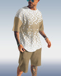 Suitmens Men's Casual Gradient Print Shorts Set 394