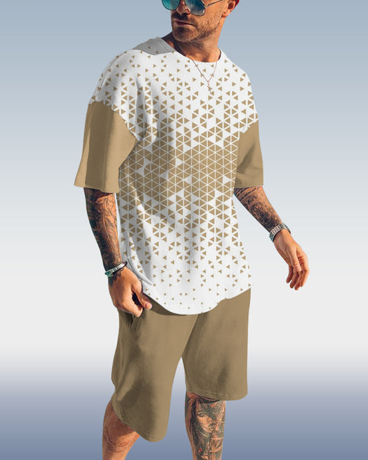 Suitmens Men's Casual Gradient Print Shorts Set 394