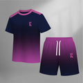 Men’s Gradient 2 Piece Shorts Set, Short Sleeve Crew Neck T Shirt and Drawstring Shorts Matching Outfit, Lightweight Breathable Casual Summer Set for Streetwear, Vacation, Travel, Gym, Outdoor Activities, and Daily Wear