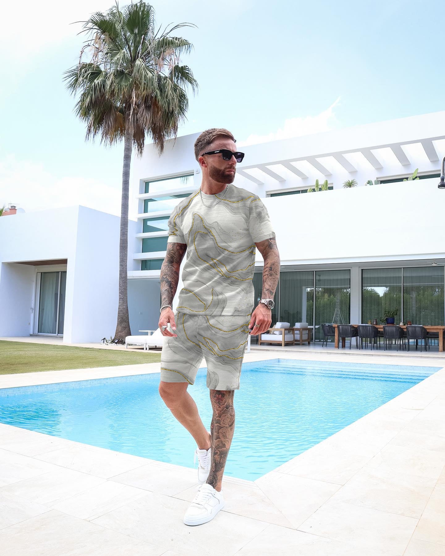Men's Casual Fashion Printed Shorts Set 67