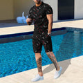 Suitmens Men's Printed Round Neck Short Sleeve Suit 20